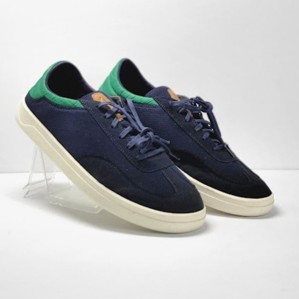 OLUKAI MEN'S punini sneakers leather suede mesh blue Size 12 NEW
